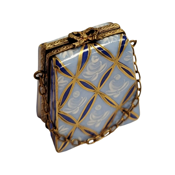 Elegant Blue Purse Limoges Box Porcelain Limoges LIMOGES BOXES purse French Trinket Box