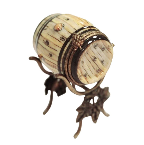 Elegant Brass Wine Barrel Figurine Porcelain Limoges wine spirit men France Limoges Box French Trinket Box