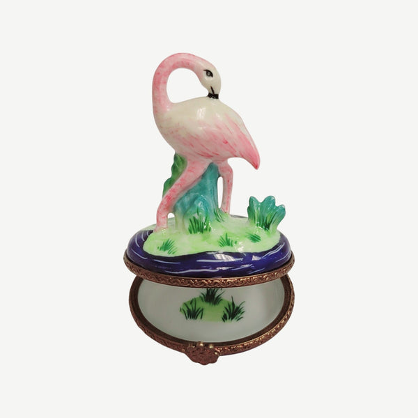 Elegant Flamingo Limoges Box Porcelain Limoges wild birds French Trinket Box