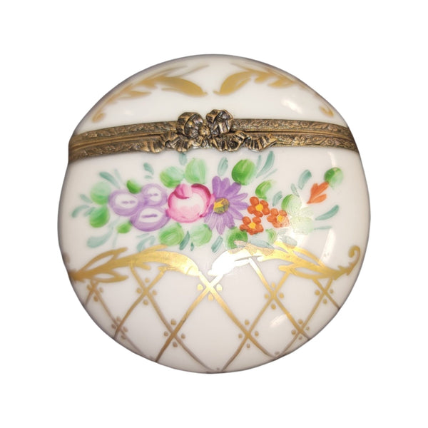 Elegant Floral Gold Box Porcelain Limoges LIMOGES BOXES traditional French Trinket Box