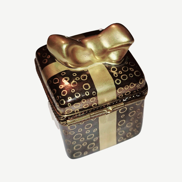 Elegant Gold Bow Gift Box Porcelain Limoges gift present birthday special French Trinket Box