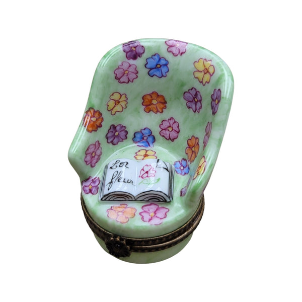 Elegant Green Chair Figurine Porcelain Limoges furniture French Trinket Box