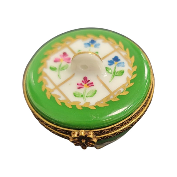 Elegant Green Crown Box Porcelain Limoges LIMOGES BOXES traditional French Trinket Box