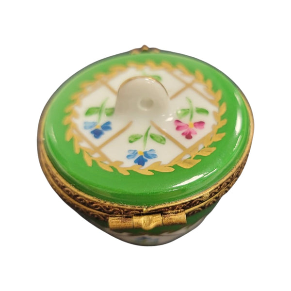 Elegant Green Crown Box Porcelain Limoges LIMOGES BOXES traditional French Trinket Box