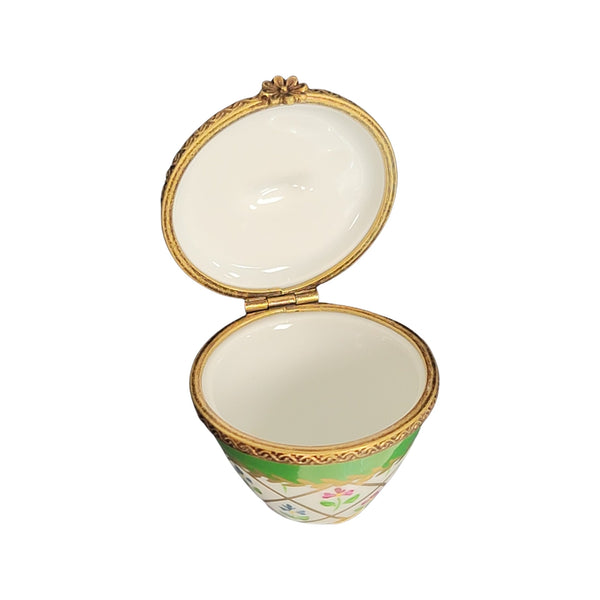 Elegant Green Crown Box Porcelain Limoges LIMOGES BOXES traditional French Trinket Box
