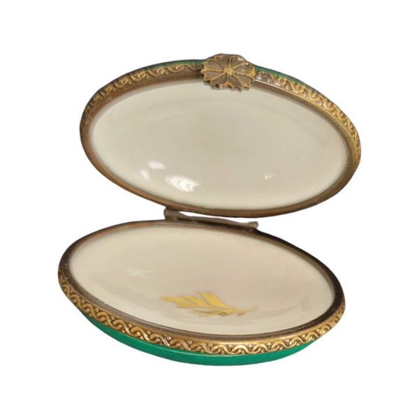 Elegant Green Oval Limoges Box Porcelain Limoges LIMOGES BOXES traditional French Trinket Box