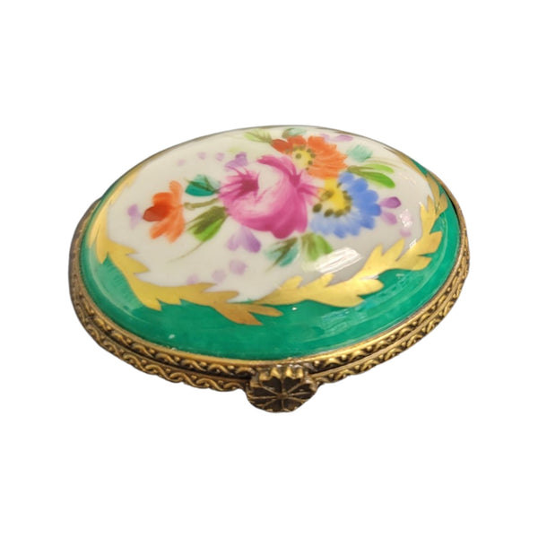 Elegant Green Oval Limoges Box Porcelain Limoges LIMOGES BOXES traditional French Trinket Box