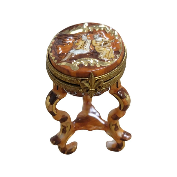 Elegant Limoges Side Table Stool Porcelain Limoges furniture French Trinket Box