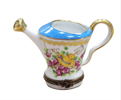 Elegant Limoges Watering Can Box Porcelain Limoges Limoges Box garden flowers frog French Trinket Box