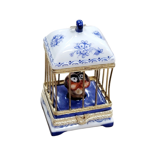 Elegant Love Birds Birdcage Box Porcelain Limoges birds home French Trinket Box