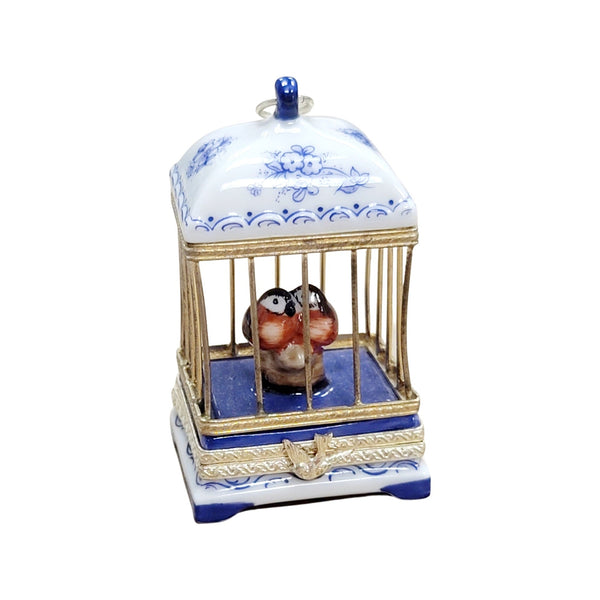 Elegant Love Birds Birdcage Box Porcelain Limoges birds home French Trinket Box