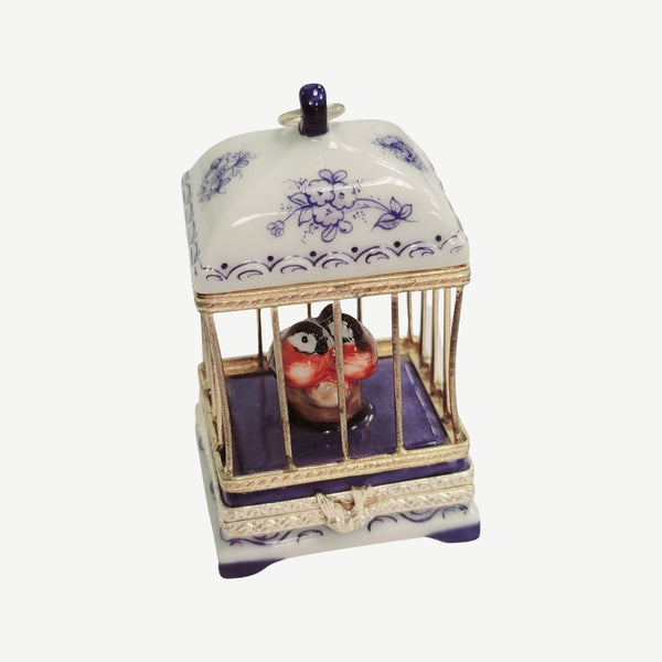 Elegant Love Birds Birdcage Box Porcelain Limoges birds home French Trinket Box