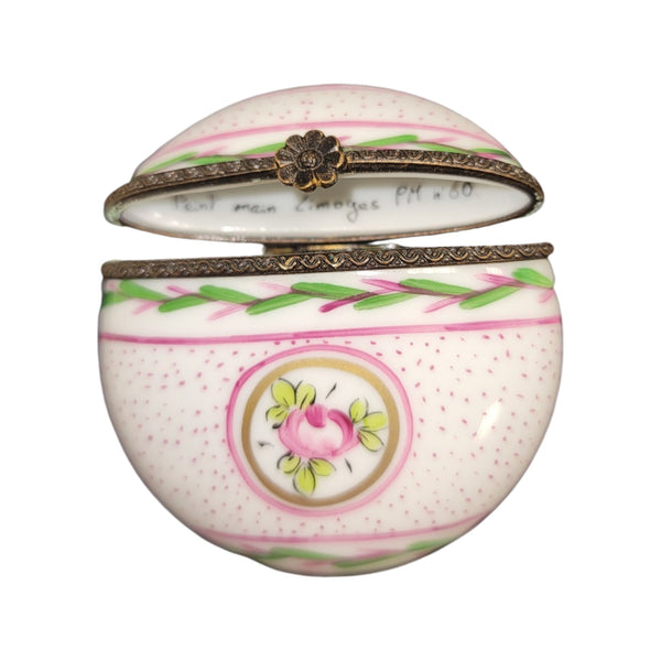 Elegant Pink Round Pill Box Porcelain Limoges LIMOGES BOXES traditional French Trinket Box