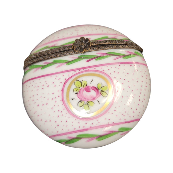 Elegant Pink Round Pill Box Porcelain Limoges LIMOGES BOXES traditional French Trinket Box