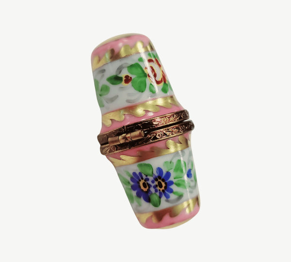 Elegant Pink Thimble Holder Porcelain Limoges Home French Trinket Box