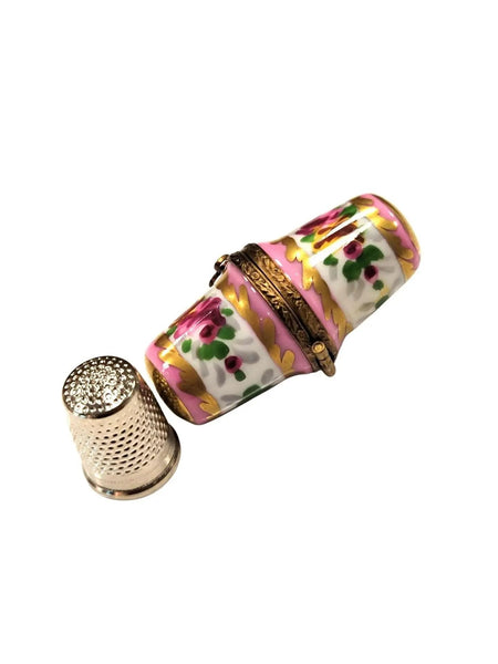Elegant Pink Thimble Holder Porcelain Limoges Home French Trinket Box