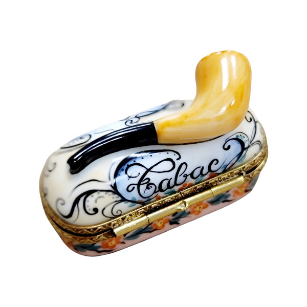 Elegant Pipe on Oval Box Porcelain Limoges wine Limoges Box men French Trinket Box
