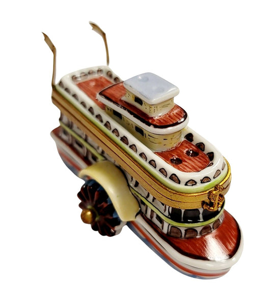 Elegant River Boat Limoges Box Porcelain Limoges vehicle French Trinket Box