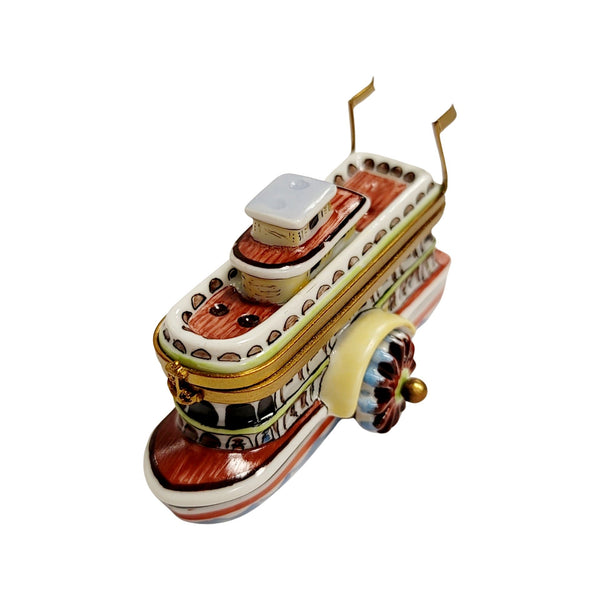 Elegant River Boat Limoges Box Porcelain Limoges vehicle French Trinket Box