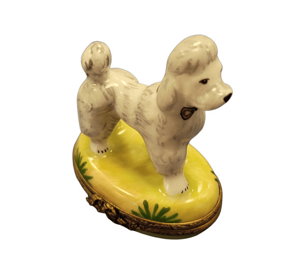 Elegant White Poodle Figurine Porcelain Limoges French Trinket Box