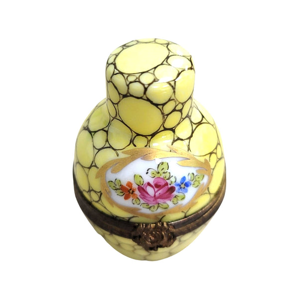 Elegant Yellow Perfume Bottle Porcelain Limoges perfume French Trinket Box
