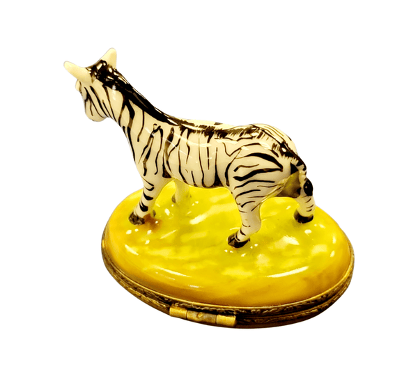 Elegant Zebra with Baby Figurine Porcelain Limoges wild animals French Trinket Box
