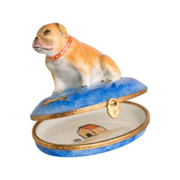 English Bulldog Porcelain Limoges dog dogs French Trinket Box