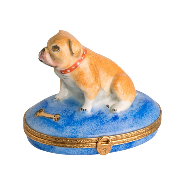English Bulldog Porcelain Limoges dog dogs French Trinket Box