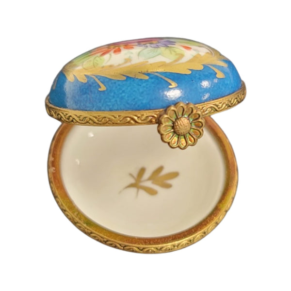 Exquisite Blue Limoges Pill Box Porcelain Limoges LIMOGES BOXES traditional French Trinket Box