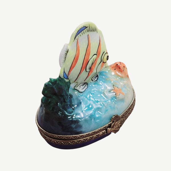 Exquisite Exotic Fish Figurine Porcelain Limoges fish ocean beach LIMOGES BOXES French Trinket Box