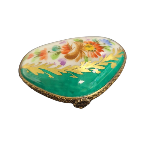 Exquisite Green Floral Limoges Box Porcelain Limoges LIMOGES BOXES traditional French Trinket Box