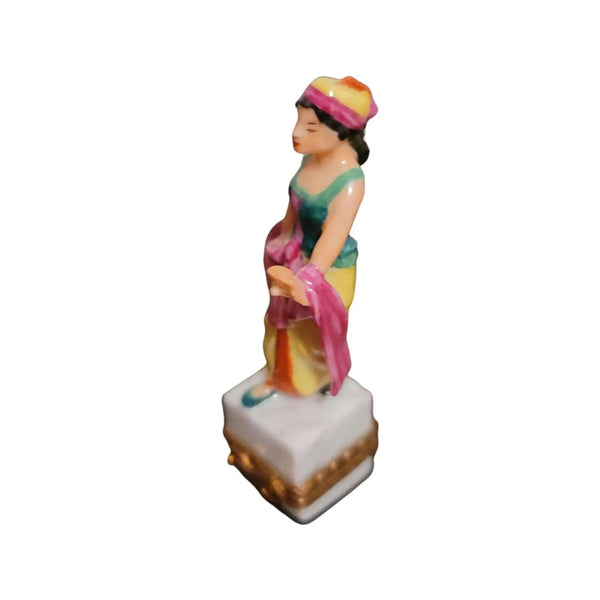 Exquisite Limoges Gypsy Girl Figurine Porcelain Limoges French Trinket Box