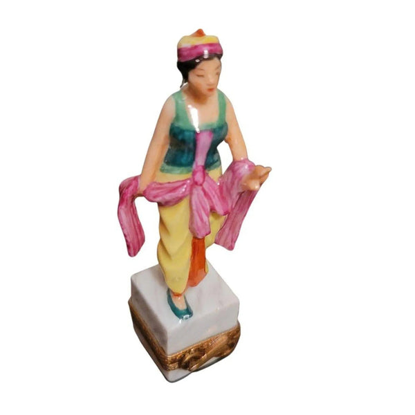 Exquisite Limoges Gypsy Girl Figurine Porcelain Limoges French Trinket Box