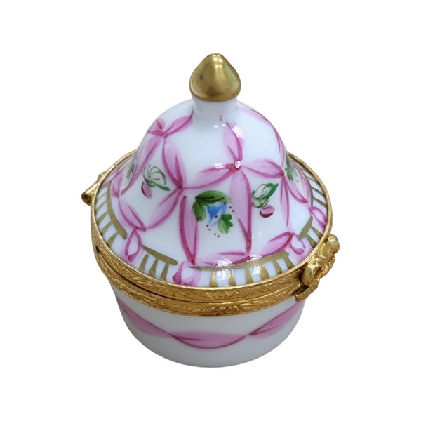 Exquisite Pink Cone Tent Box Porcelain Limoges LIMOGES BOXES traditional French Trinket Box