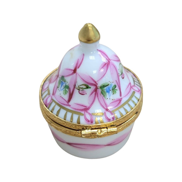 Exquisite Pink Cone Tent Box Porcelain Limoges LIMOGES BOXES traditional French Trinket Box