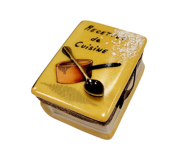 Exquisite Recipe Book Limoges Box Porcelain Limoges food book French Trinket Box