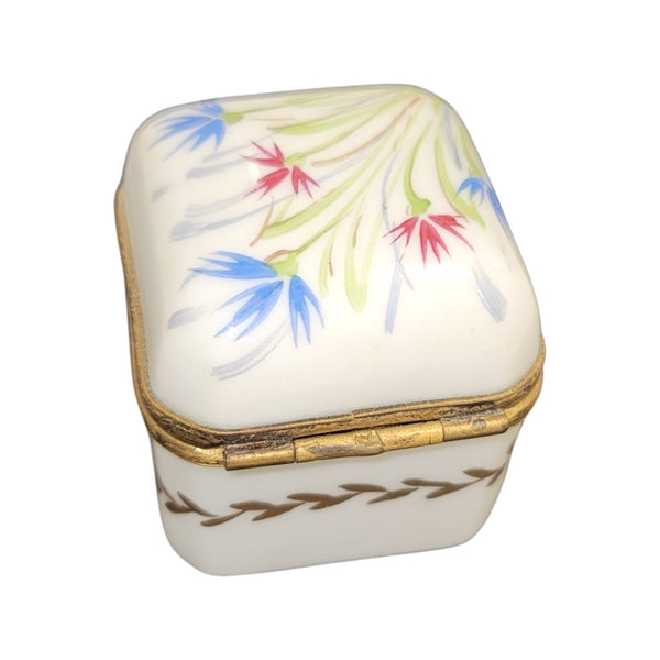 Exquisite White Square Perfume Box Porcelain Limoges Perfume French Trinket Box