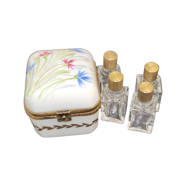 Exquisite White Square Perfume Box Porcelain Limoges Perfume French Trinket Box