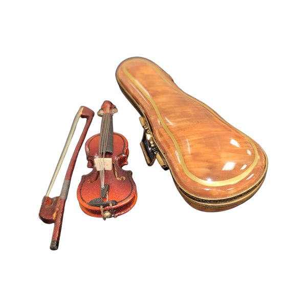 Exquisite Wood Violin Limoges Box Porcelain Limoges Music LIMOGES BOXES dance French Trinket Box