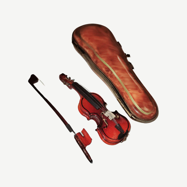 Exquisite Wood Violin Limoges Box Porcelain Limoges Music LIMOGES BOXES dance French Trinket Box