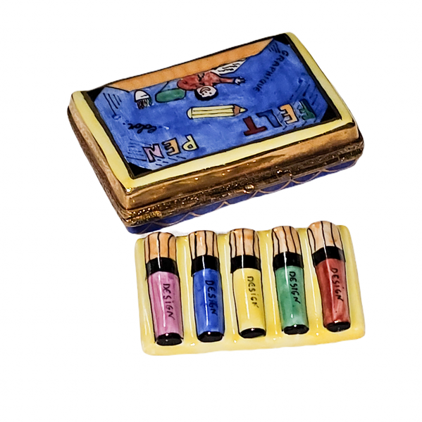 Felt Pens Limoges Box Figurine Porcelain Limoges fine art Baby LIMOGES BOXES French Trinket Box