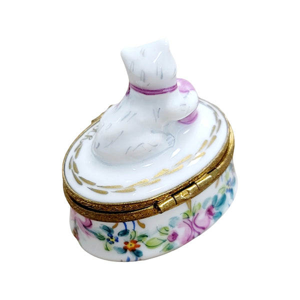 First Tooth Cat Keepsake Box Porcelain Limoges Baby French Trinket Box