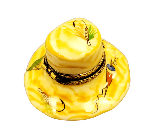 Fishing Enthusiast's Limoges Box Porcelain Limoges Fish Professional Hat French Trinket Box