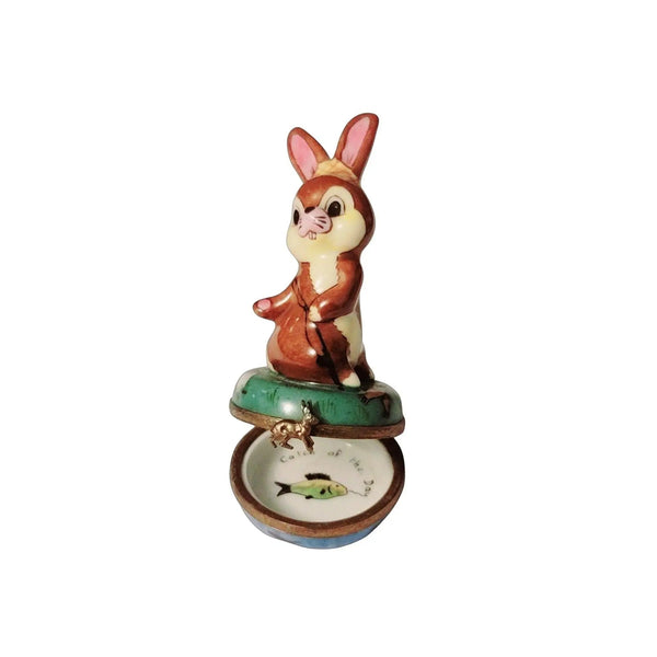 Fishing Rabbit Bunny Limoges Box Porcelain Limoges rabbit mice bunny French Trinket Box