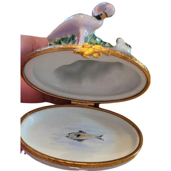 Flamingo Bird Porcelain Limoges Wild Birds French Trinket Box