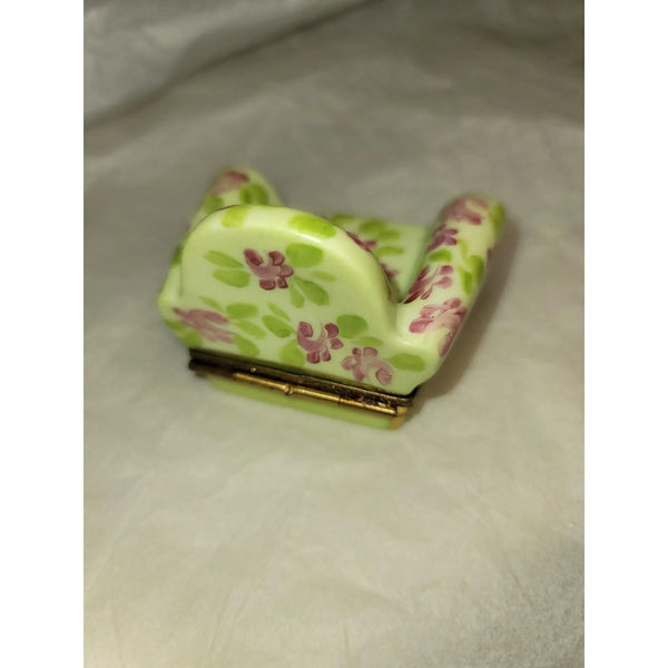 Flowered Chair Delight Limoges Box Porcelain Limoges furniture hat French Trinket Box