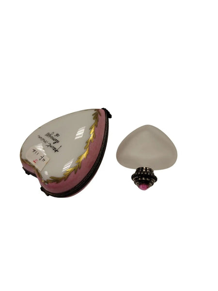 Flowered Limoges Oval Frame Porcelain Limoges egg home French Trinket Box