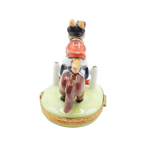 Fox Hunt Horse Jockey Porcelain Limoges horse farm animals French Trinket Box