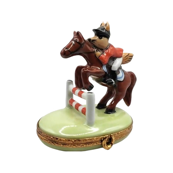 Fox Hunt Horse Jockey Porcelain Limoges horse farm animals French Trinket Box