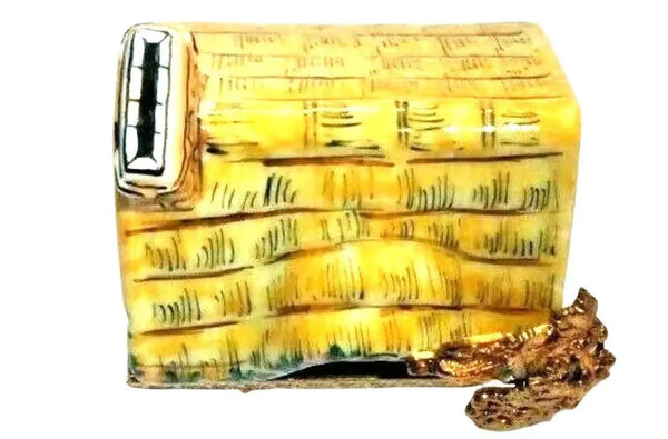 French Country Yellow Cottage House with Trellis Porcelain Limoges furniture French Trinket Box